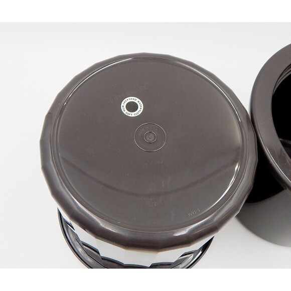 Tupperware 3-Piece Ice Bucket Mocha Brown 1683-5 1684-6 W/Tongs Push Button Lid - Picture 9 of 12